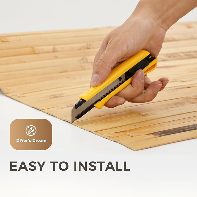 OUZUGIE 2 Pack 96x24 Inch Natural Bamboo Wall Panel – Yellow Burned Pole Wrap