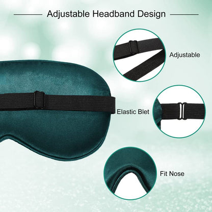 BBTO 4 Pcs Silk Sleep Eye Masks Smooth Soft Satin Eye Covers with Adjustable Strap Blindfold for Sleeping Blocking Out Lights Travel Relaxation (Royal Blue, Dark Green, Navy Blue, Black)