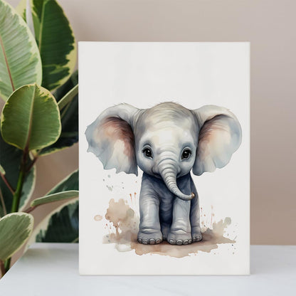 Woodland Nursery Decor, Baby Room Decor, Elephant Wall Art Decorations For Safari Nursery Kids Toddler Boy Girl Room Playroom, Animal Wall Art Prints Poster 11x14 Inches Framed