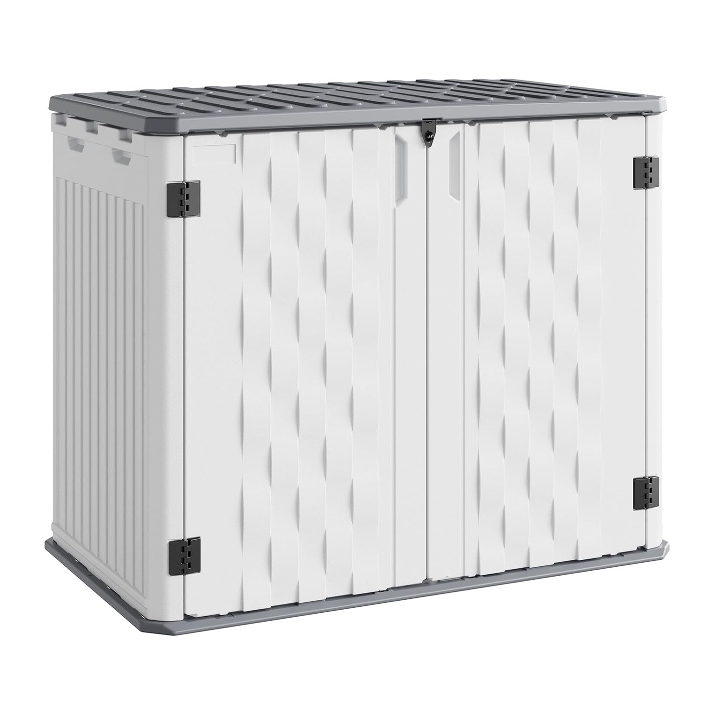 35 Cu ft Outdoor Storage Cabinet, Waterproof Outdoor Resin Storage Box, Outdoor Trash Can Storage for Patio Tools, Sofa Cushion, Lawn Mower and Garbage Cans