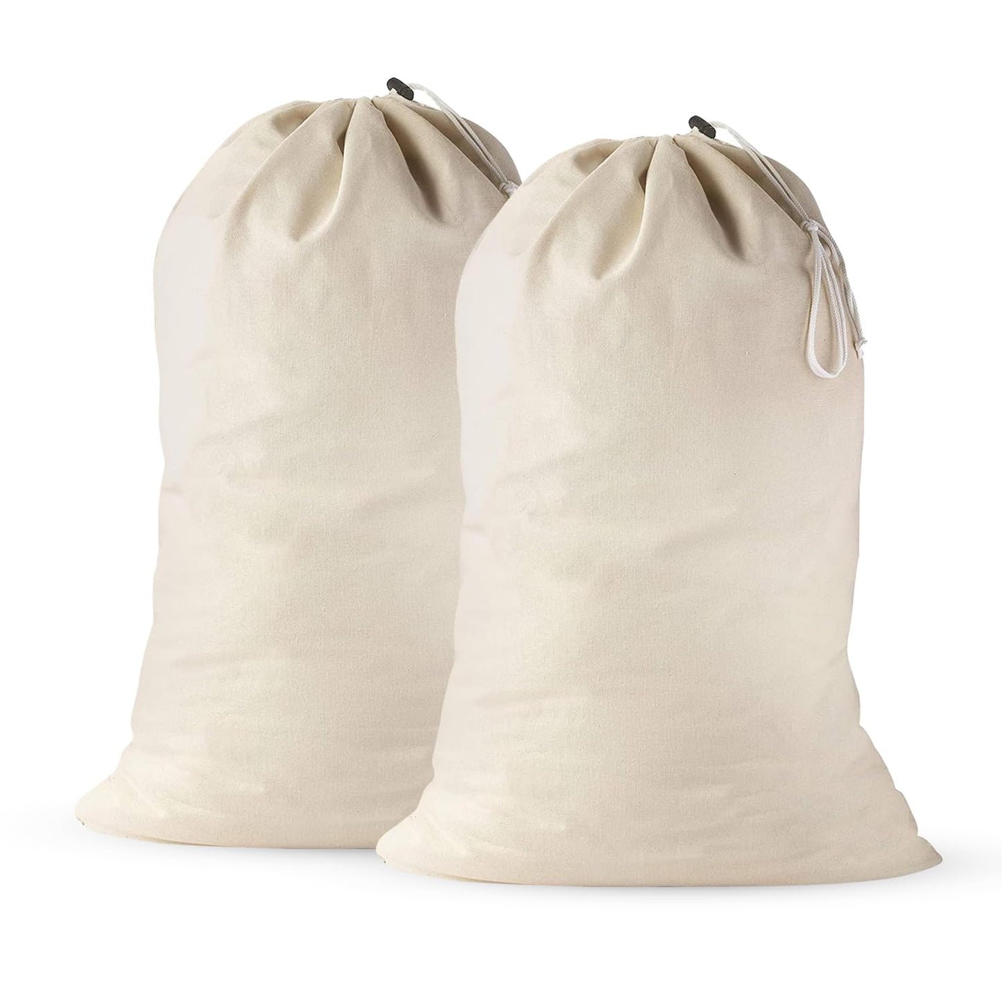 2 Pack - Extra Large Cotton Laundry Bag, Heavy Duty Large Laundry Bags 24 x 36 inch XL Drawstring Travel Organizer Bag Fit Hamper Basket Camp (Beige, Pack of 2)