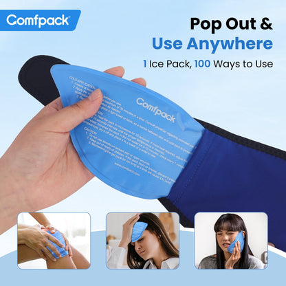 Comfpack Face Ice Pack Wrap for TMJ Relief with 4 Reusable Hot Cold Gel Packs, Wisdom Teeth Ice Pack Head Wrap for Tonsillectomy, Tooth Extraction & Teeth Removed, Oral Surgery, Cosmetic Injection