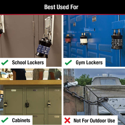 Master Lock Combination Lock, Set Your Own Combination Lock for Gym and School Lockers, Indoor Combo Padlock, Colors May Vary, 1535D