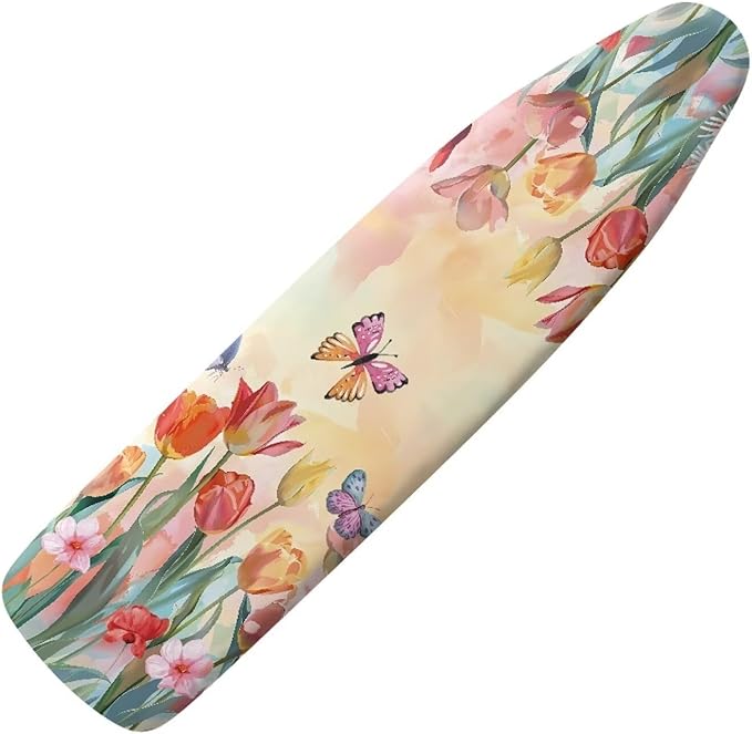 Sprowallow Tulip Butterfly Ironing Board Cover and Pad 15x54 Inch Standard Size