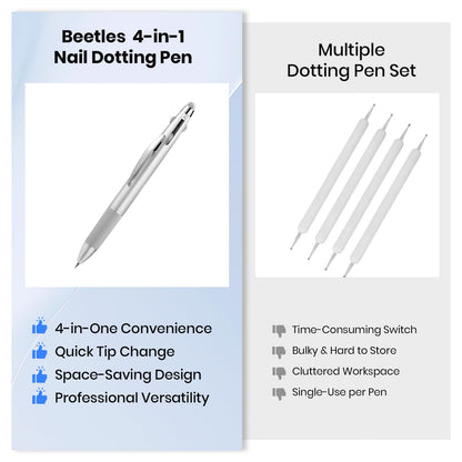 Beetles Nail Art Brushes 8pcs – Crystal Nail Art Tools 5pcs Double-headed Nails Dotting Tool, 3pcs Striping Liner Brushes for Nails with Pearls Bowknot Stickers, DIY Home Salon Manicure Design Tools