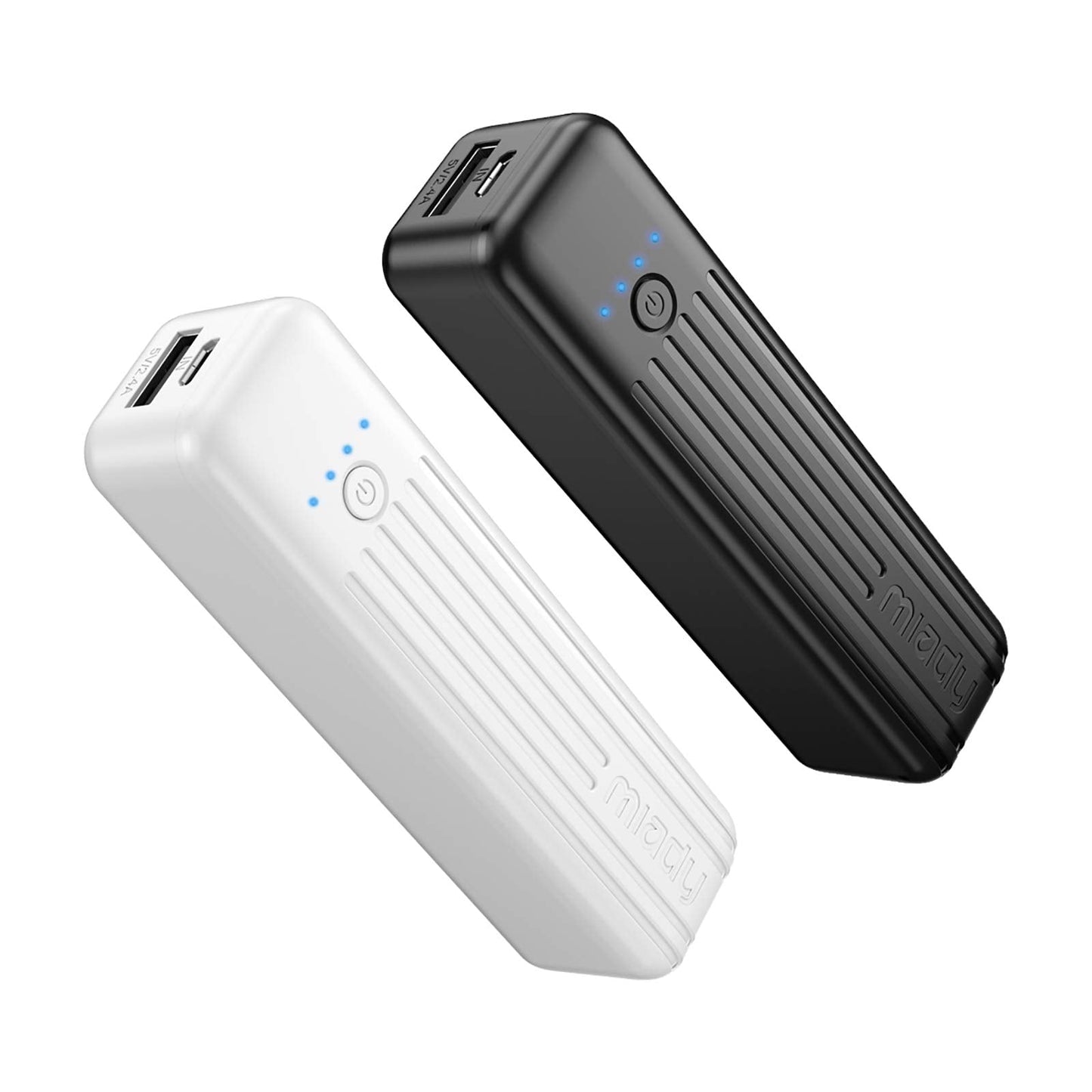 Miady 2-Pack Small Portable Charger, 5000mAh Mini Battery Pack 3.45oz Lightweight Power Bank 5V/2.4A Output & 5V/2A Input Compatible with iPhone, Galaxy, Android etc