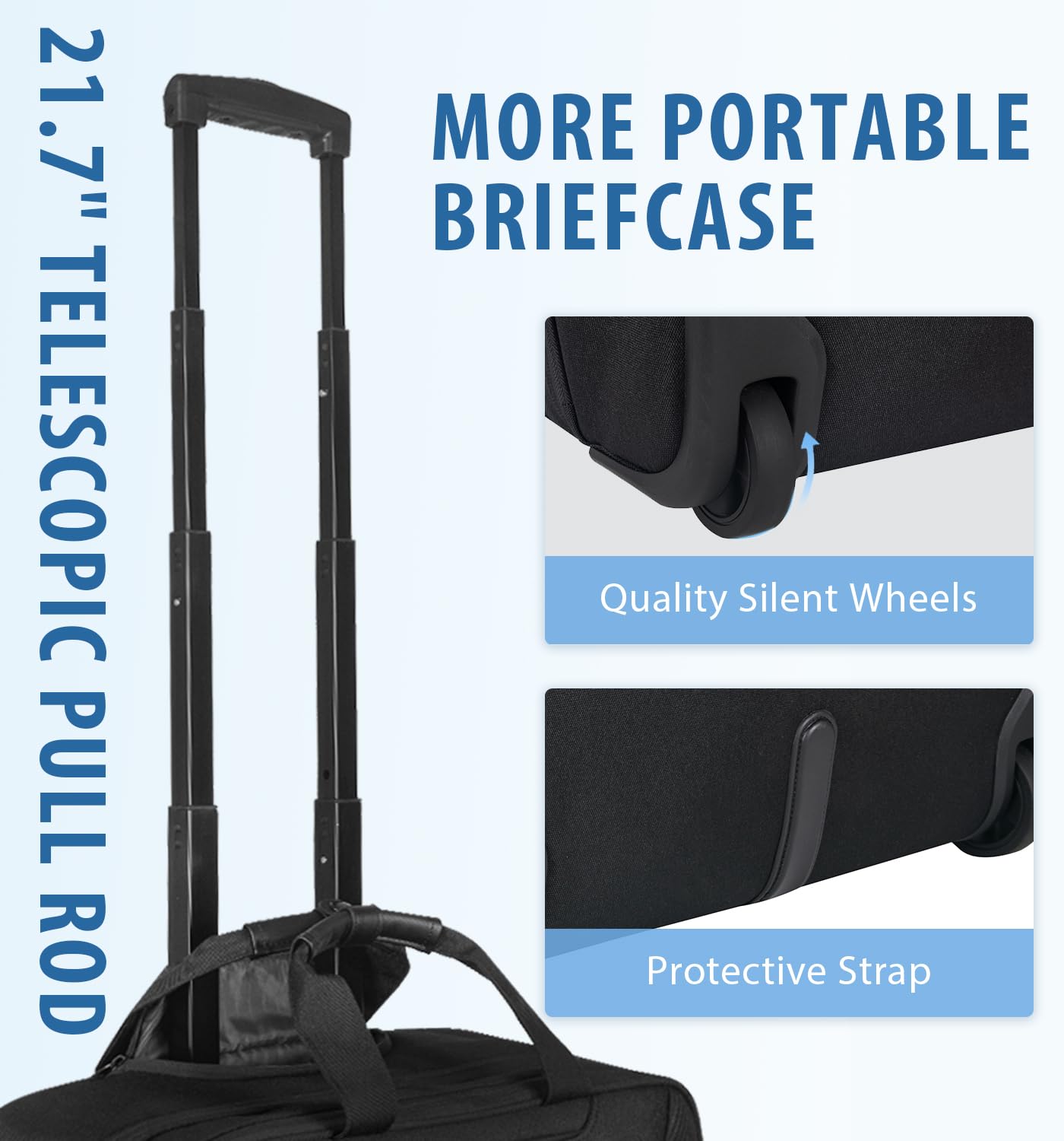EMPSIGN Rolling Laptop Bag Laptop Roller Case for 17.3 Inch Wheeled Briefcase with RFID Pockets Water-Proof Laptop Trolley Case for Travel/Busines/Men