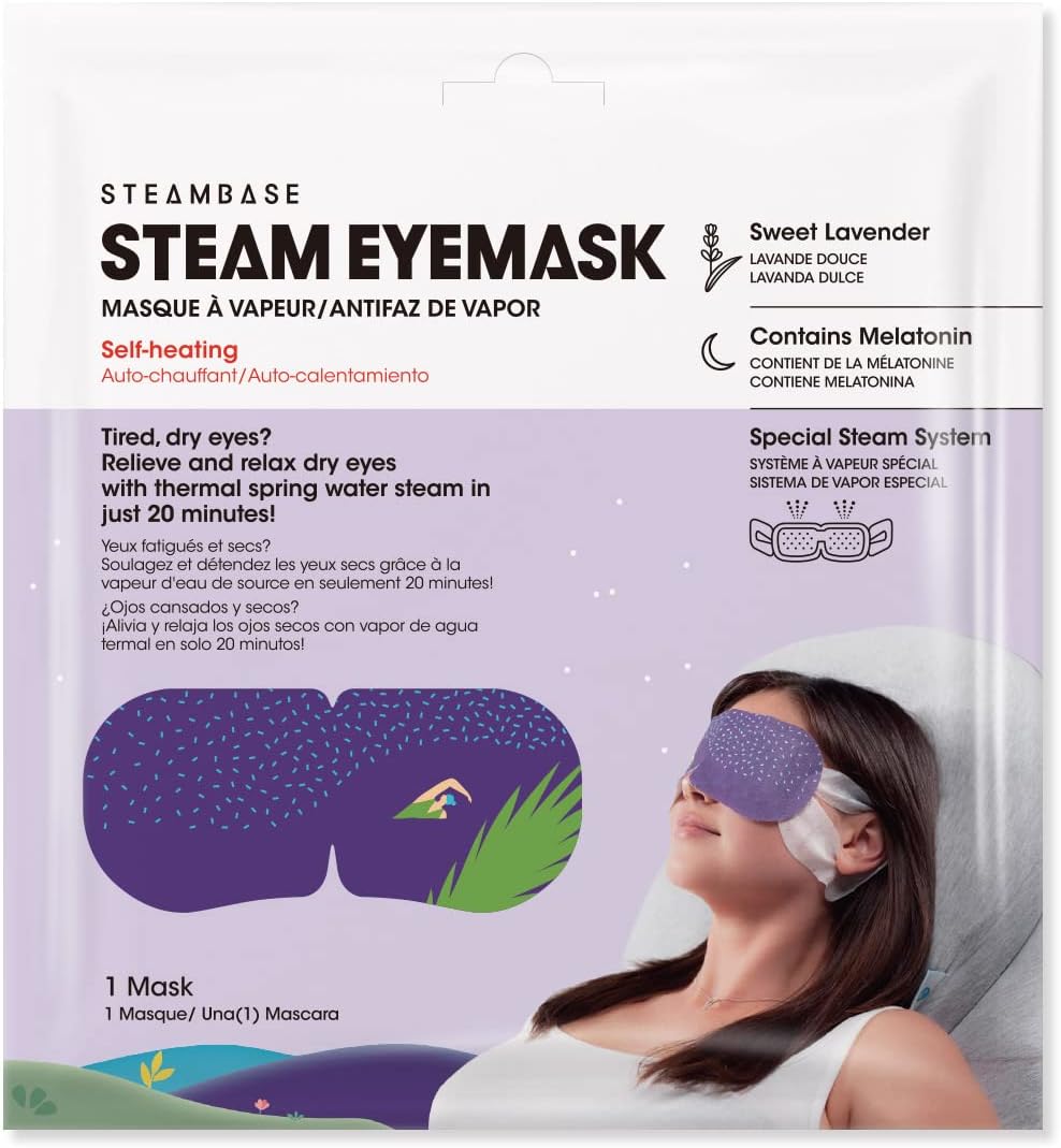 Epielle Steam Eye Mask Pack of 6 for Dry Eyes and Puffiness Helping Sleep with Melatonin Steam Moisture Self Inflate Heated from Korea