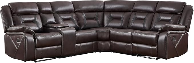 EBELLO Faux Leather Reclining Sectional Sofa Set
