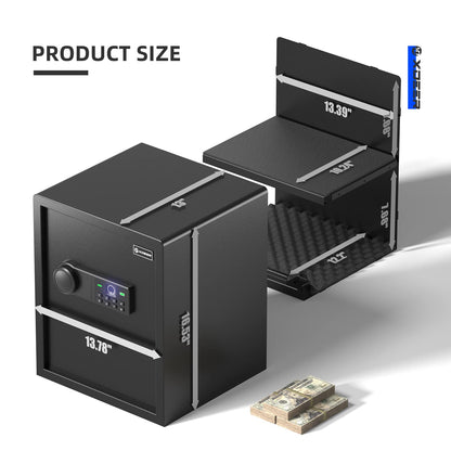 XDeer Biometric Safe Box, Quick-Access Security Safe Box with Upgraded Fingerprint, Steel Handgun Safe Lock Box for Kid/Home/Office/1PCS (1.69 Cubic Feet)