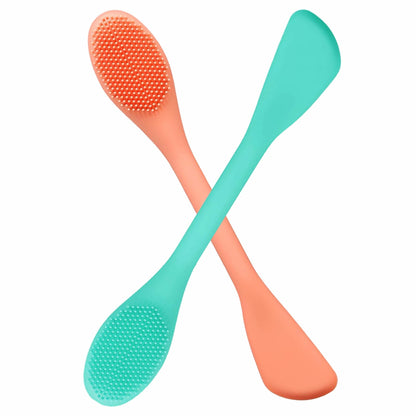 Silicone Face Scrubber, 2 in 1 Face Mask Brush, Pore Brush, Blackhead Remover, Facial Cleansing Brushes, Face Mask Applicator for Mud, Clay(Pink+Purple)