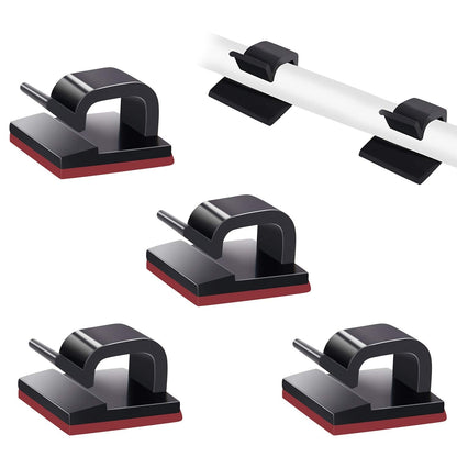 SOULWIT 50 Pcs Self Adhesive Cable Management Clips, Cable Organizers Sticky Wire Clips Cord Holder for TV PC Laptop Ethernet Cable Desktop Home Office (Black)