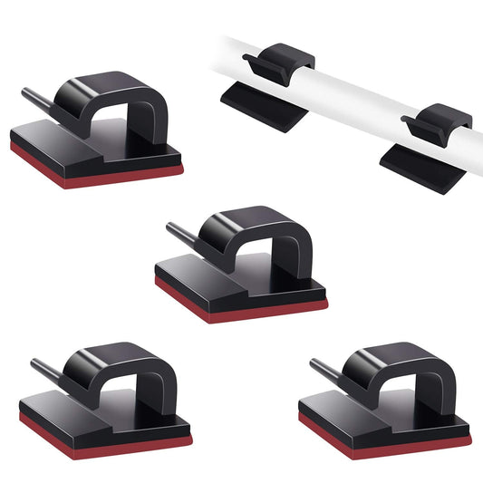 SOULWIT 50 Pcs Self Adhesive Cable Management Clips, Cable Organizers Sticky Wire Clips Cord Holder for TV PC Laptop Ethernet Cable Desktop Home Office (Black)