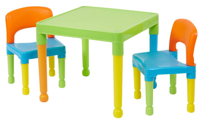 Liberty House Toys Children's Multi-Coloured Table & 2 Chairs Set, Multicoloured, 51x51x43.5 cm
