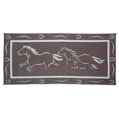 Stylish Camping GH8187 Brown/White 8' x 18' Galloping Horses Mat, 1 Pack