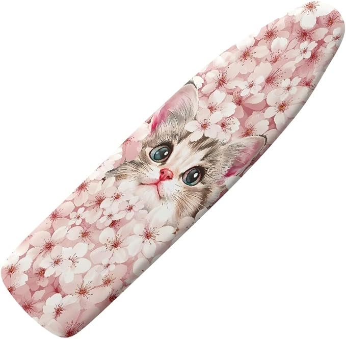 Pink Cherry Blossom Cat Ironing Board Cover and Pad Soft Fabric Cover