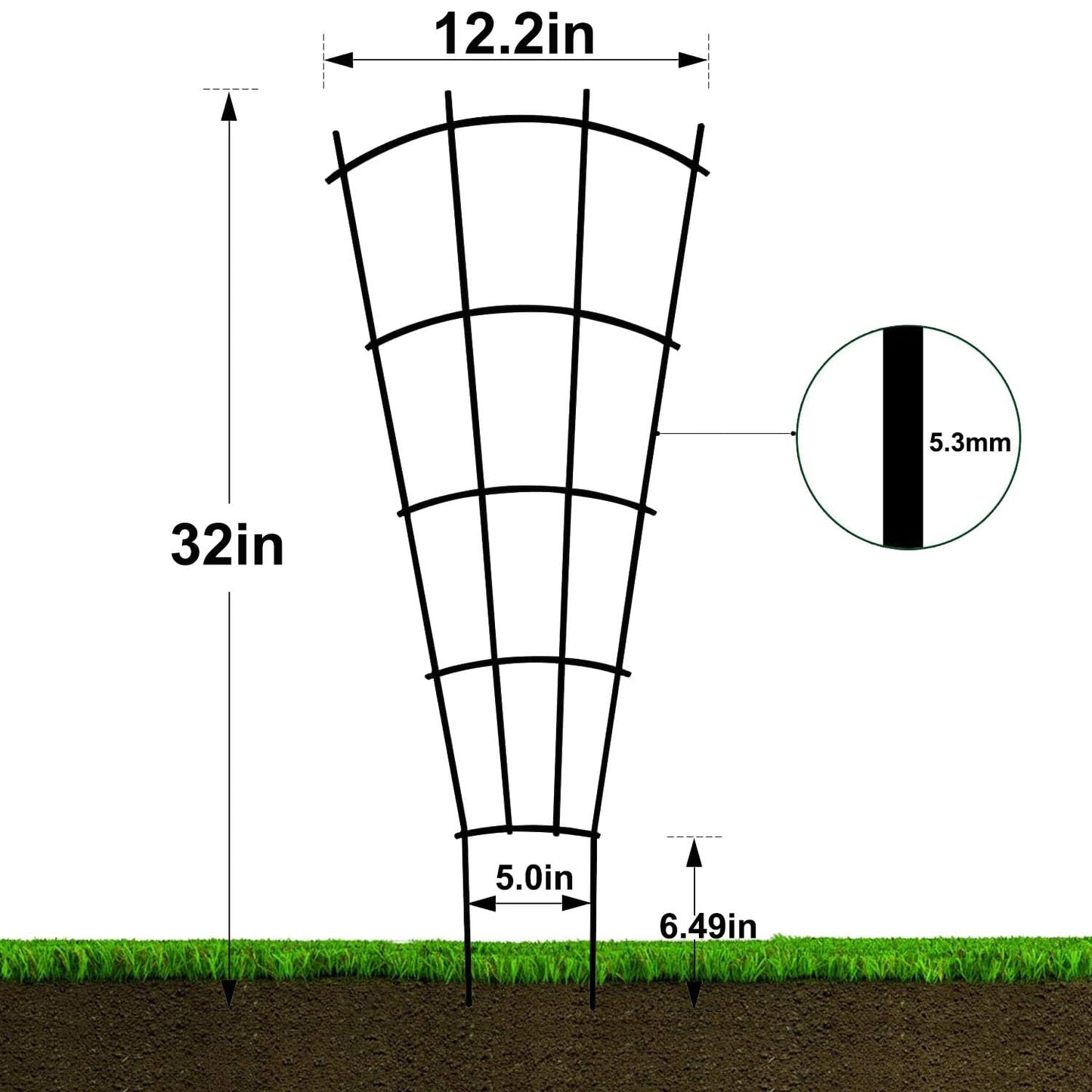 Mklsit 4 Pack 32'' Indoor Plant Trellis for Potted Plants, Metal Garden Trellis for Climbing Plants Outdoor, Black Coated Flower Pot Trellis for Climbing Plants Houseplants Vine Ivy