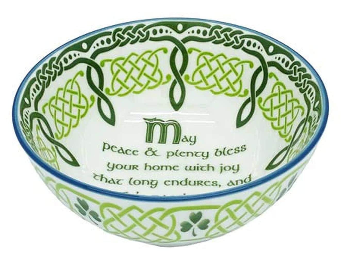 Royal Tara Irish Ceramic Blessing Bowl Shamrock Celtic Knotwork Kitchenware Gift Serving Soups Stews Salads Bone China Mixing Bowl for Kitchen (Ceramic, Blue-May the Road Rise Blessing 5.5")