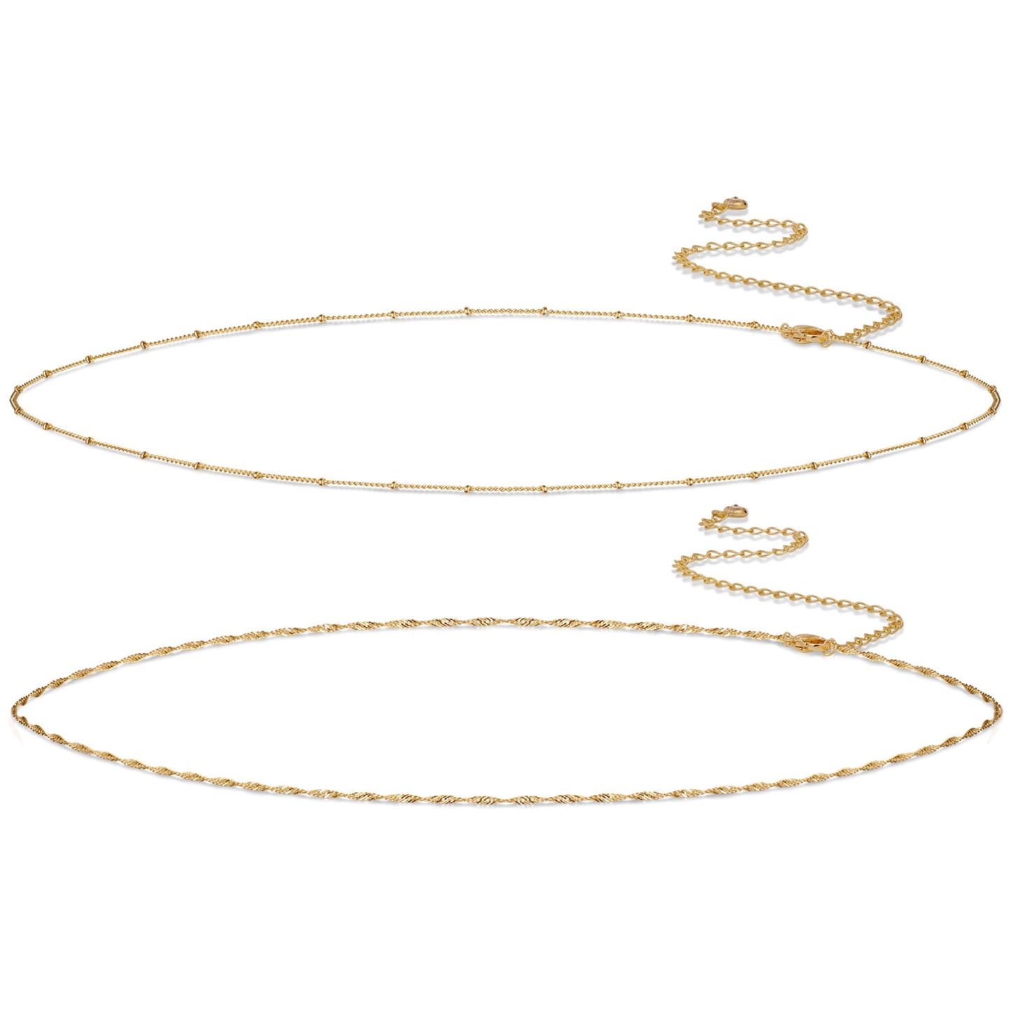Kyerlyn Gold Plated Waist Chain Satellite Body Chain Layered belly rope Chains Sexy Bikini Beach for Women Waterproof Adjustable 2PCS 26.5-33Inch