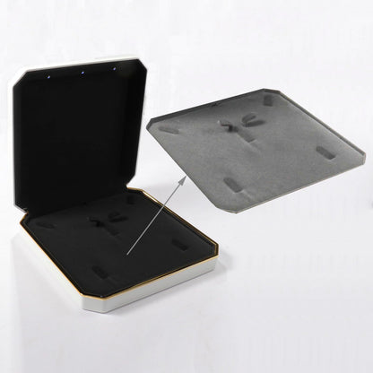 HSLFUAI Necklace Box with Led Light,Jewelry Box for Necklace,Jewelry Gift Box for Wedding, Birthday, Valentine' Day, Mother'S Day, Christmas,Black Velvet Interior Necklace Box(Blue)