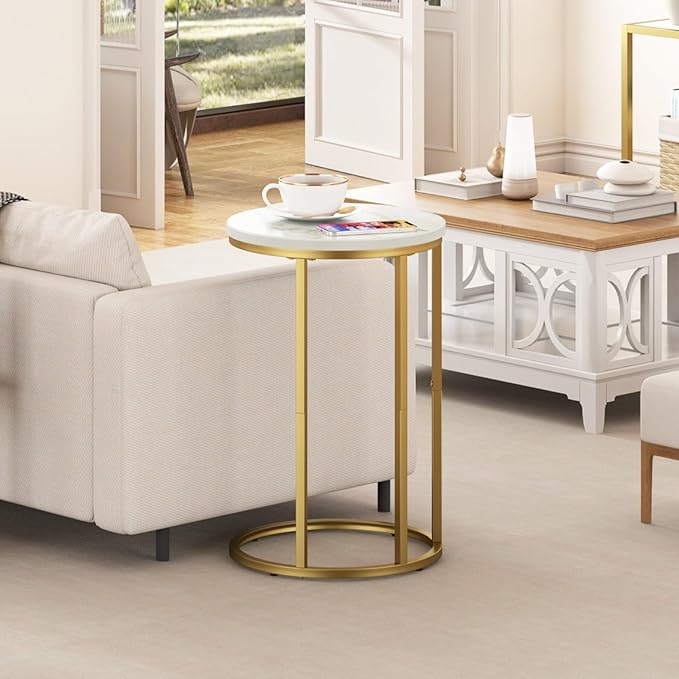 Function Home C Table End Table, Marble C Shaped Sofa Side Table, Couch Tables