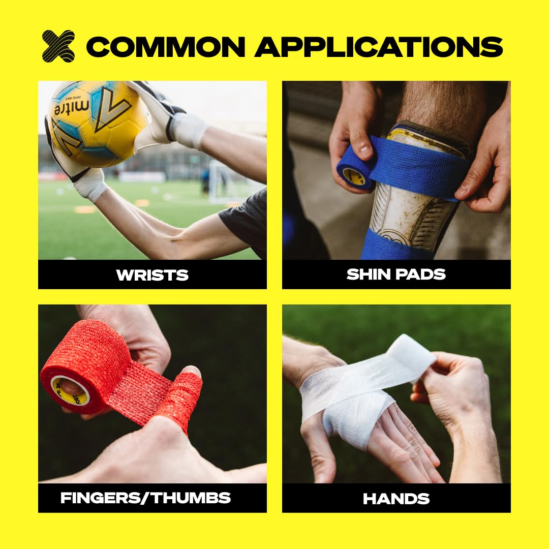 6 Rolls SPORTTAPE Self Adhesive Cohesive Bandage, Dog Bandage, Vet Wrap for Horses | 7.5cm x 4.5m - Black | Cohesive Wrap for Compression | Football Sock Tape, Shin Pad Tape, Wrist & Ankle