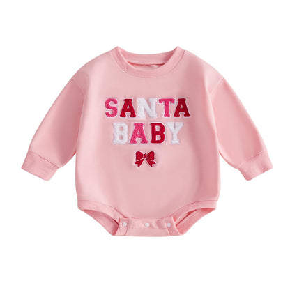 BemeyourBBs Baby Girl Christmas Outfit Santa Baby Girl Bubble Romper Sweatshirt Cute Newborn Infant Winter Clothes (0-3 Months, santa baby B)