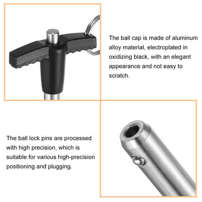 uxcell 2Pcs T Handle Lock Pins, 8mm x 30mm Usage Length Stainless Steel Push-Button Quick Release Pin