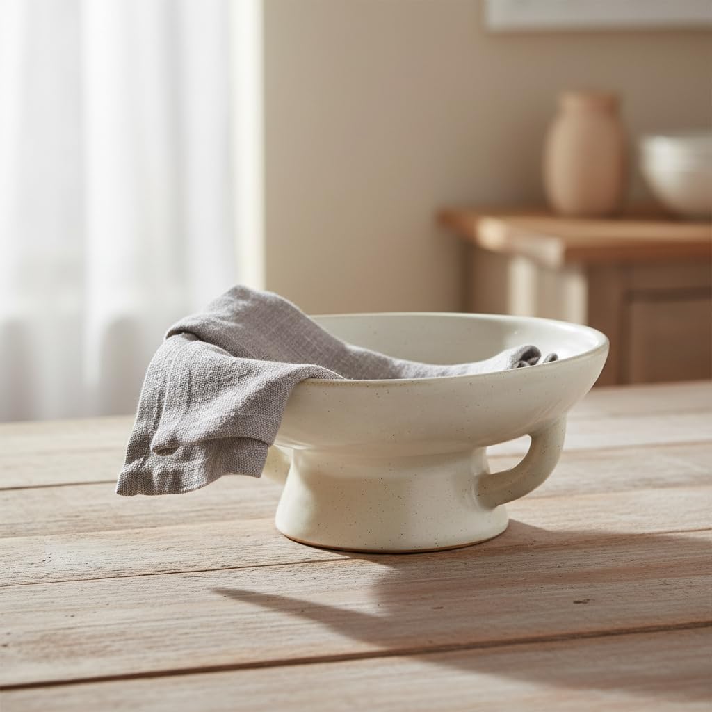 Creative Co-Op Stoneware Bowl w Reactive Glaze, White