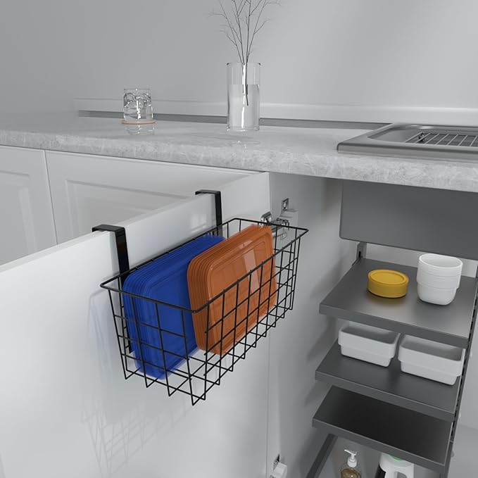 MaraFansie Basket with Hook, Grid Storage Basket, Over the Cabinet Door