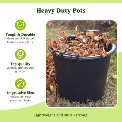YouGarden 4 x Heavy Duty 30L Plant Pots (Pack of 4) 40cm Diameter - Plastic Planters for Outdoor Plants - Large 15.7' Flower Pots for Gardens - Perfect for Flowers, Vegetables & General Use