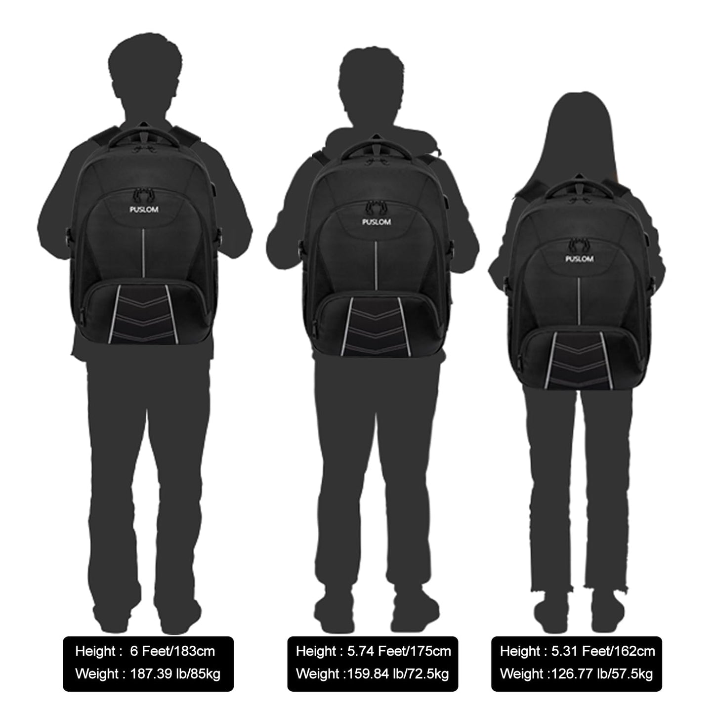 Extra Large Backpack 55L,18.4 Inch Travel Laptop Work Bag with USB Charging Port Big Business Flight Approved TSA Heavy Duty Computer Rucksack for Men Women College School,Black