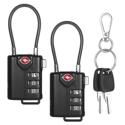 2 PCS TSA Locks for Luggage, Small Combination Lock,Luggage Locks TSA Approved, for Locker Lock, Travel Suitcase, Gun Case, Backpack Zipper, Ammo Can, with 2PCS Spare 007 Master Key