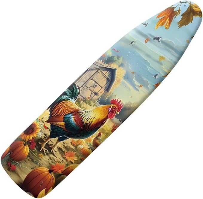 Farm Rooster Ironing Board Cover, Resist Scorching and Staining, 15x54 Heavy