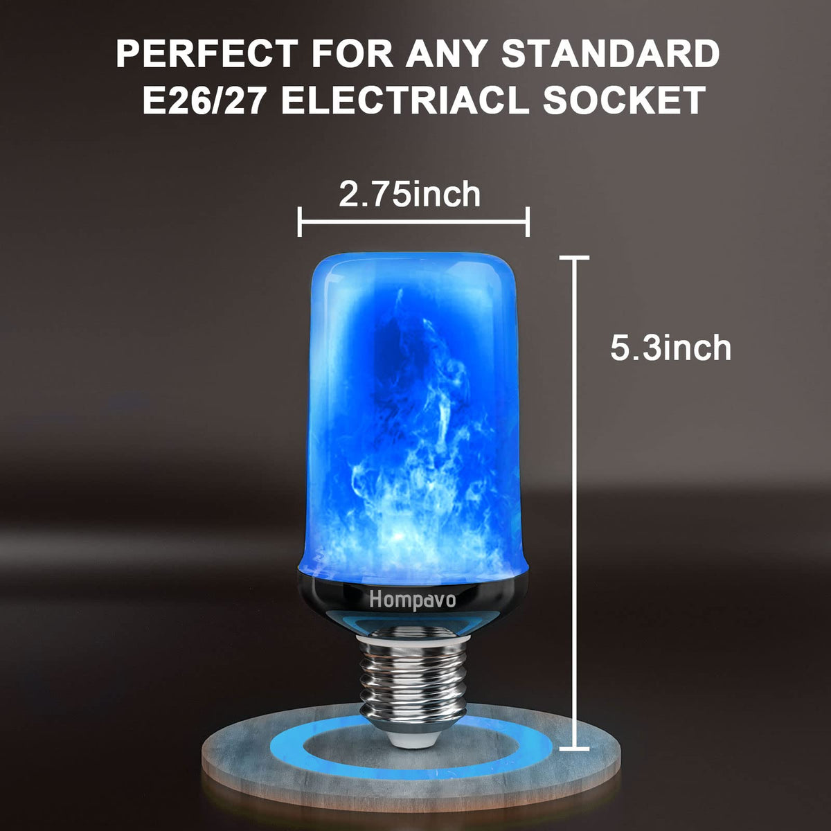 Hompavo 【Upgraded】 LED Flame Light Bulbs, 4 Modes Flickering Light Bulbs with Upside Down Effect, E26 Flame Bulb for Halloween Christmas Party Patio Porch Home Indoor Outdoor Decorations - 2 Blue
