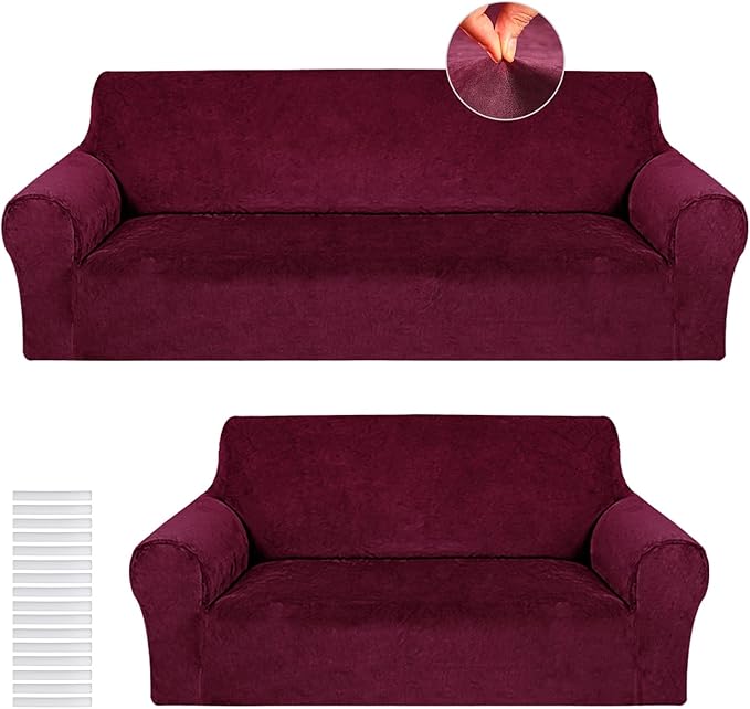 Peryiter 2 Pcs Sofa Covers Couch and Loveseat Covers Set Stretch Sofa Slipcover