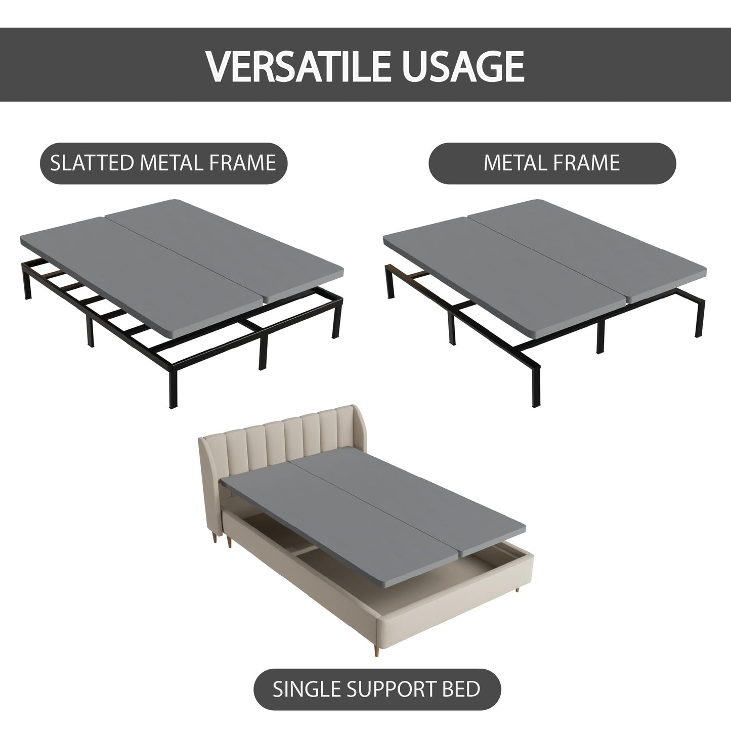 Zayton, 1.5" Split Wood Bunkie Board Queen Size Bed - 2-Piece Under Mattress Support Board, Fully Assembled, Fabric Ventilation Cover - Replaces Wooden Slats or Box Spring for Bed Frames