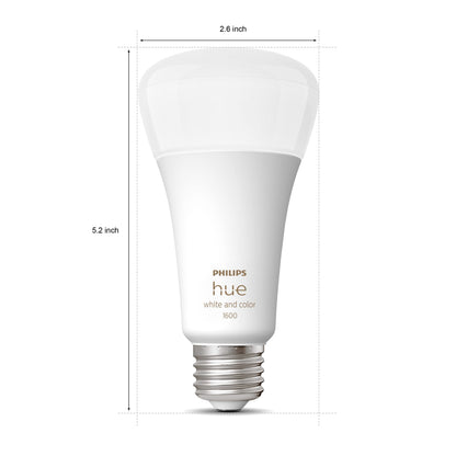 Philips Hue Smart 100W A21 LED Bulb - White and Color Ambiance Color-Changing Light - 4 Pack - 1600LM - E26 - Indoor - Control with Hue App - Works with Alexa, Google Assistant and Apple Homekit.