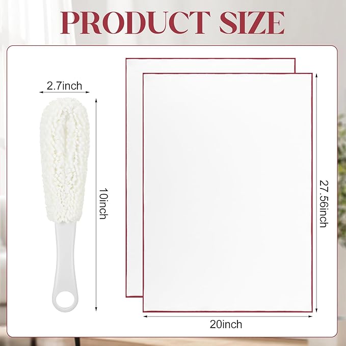 3 Pcs Wine Glass Cleaner Set Large Microfiber Polishing Cloths Wine Glass