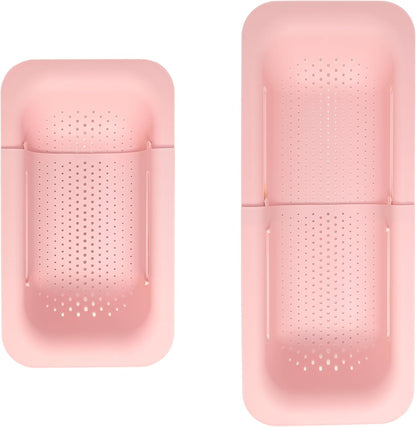 Paris Hilton Over the Sink Expandable Colander, Extendable Strainer, Adjustable from 14.5 inches to 19.5 inches, Fits most kitchen sinks, Made without BPA, Pink