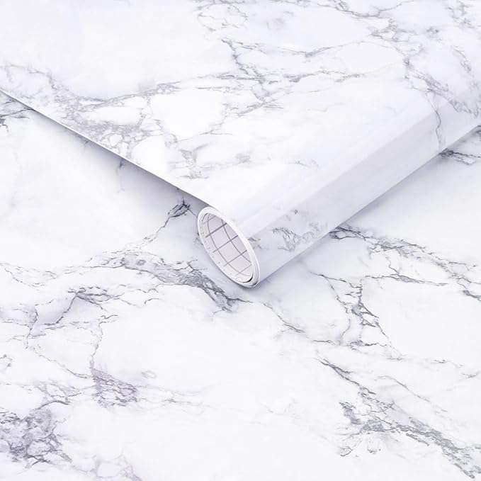 Arthome White Marble Contact Paper