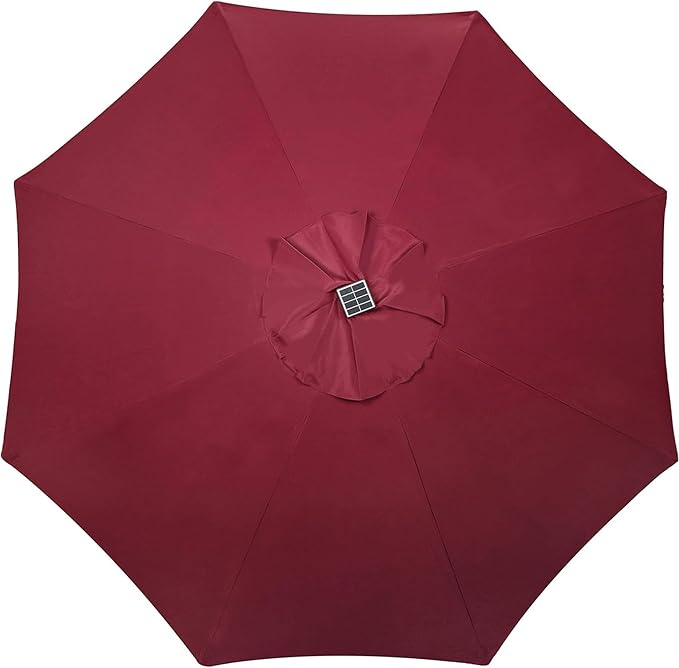 Blissun 9 ft Solar Umbrella, 32 LED Lighted Patio Umbrella, Table Market Umbrella, Outdoor Umbrella for Garden, Deck, Backyard, Pool and Beach (Burgundy)
