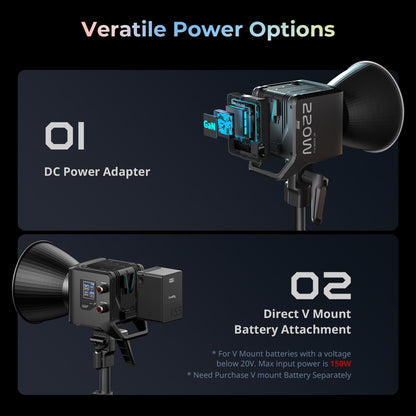 SMALLRIG RC 220D Pro 220W COB Video Light, Daylight Continuous Output Light 5600K, CRI 95+, Modular Body Design Bowens Mount Light, Support 3 Power Supply Methods, App Control for Photography