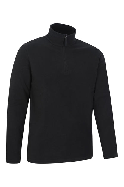 Mountain Warehouse Camber II Mens Half-Zip Fleece - Lightweight & Quick Dry Microfleece - Autumn, Winter, Outdoors Black L