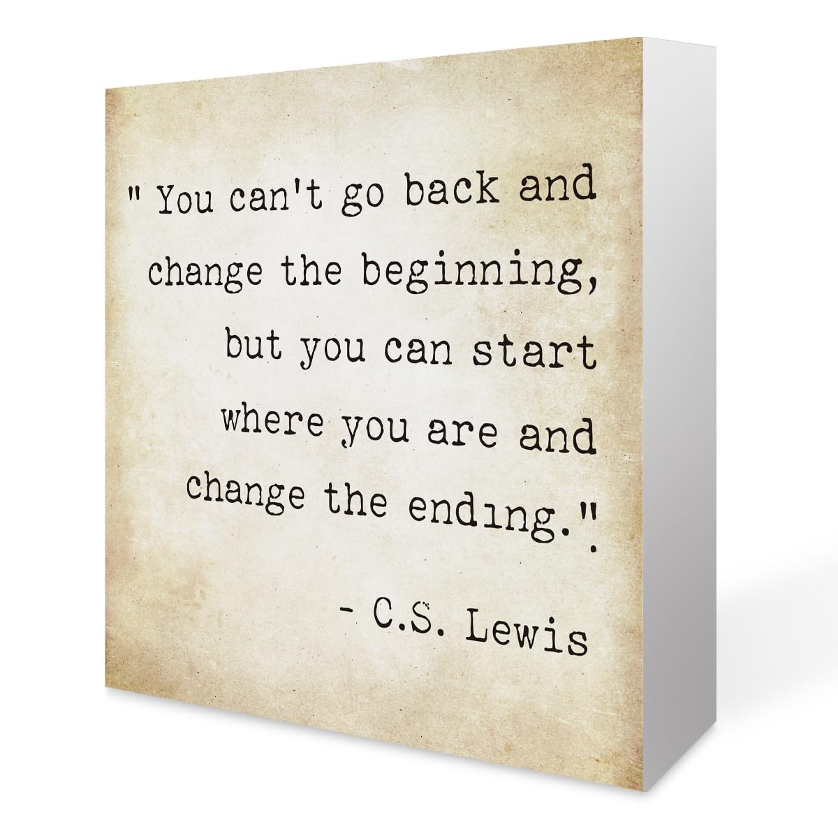 Inspirational Quotes Office Decor for Men, Rustic Wooden Block Plaque Box Sign for Home Office Desk Shelf Table, Motivational Wall Decor Inspirational Gifts for Women Men Friends - C.S. Lewis