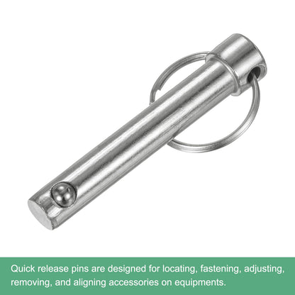 M METERXITY 4-Pack Quick Release Pins, 3/8" [10mm] Diameter, 2.01" [51mm] Usage Length Bimini Top Pin for Shipbuilding/Boat/Trailer, 2.36" [60mm] Total Length Carbon Steel Hardware Pins