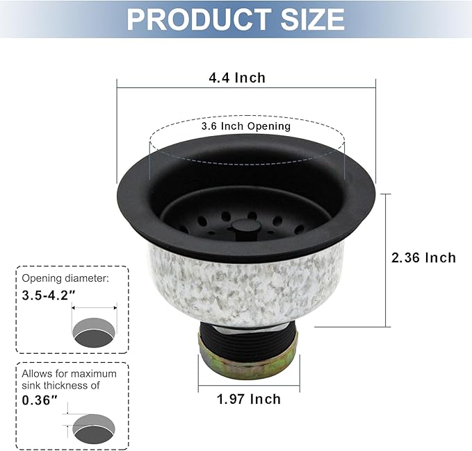 ZM Kitchen Sink Stainless Steel Deep Locking Basket Strainer
