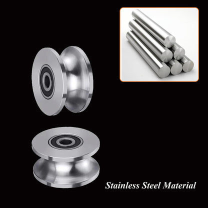Sliding Gate Rollers Stainless Steel U Groove Wheel Heavy Duty Cable Pulley Block U Shaped Rail Gate Wheels Quiet and Smooth Operation Plate Caster with Bearing for Barn Door Track