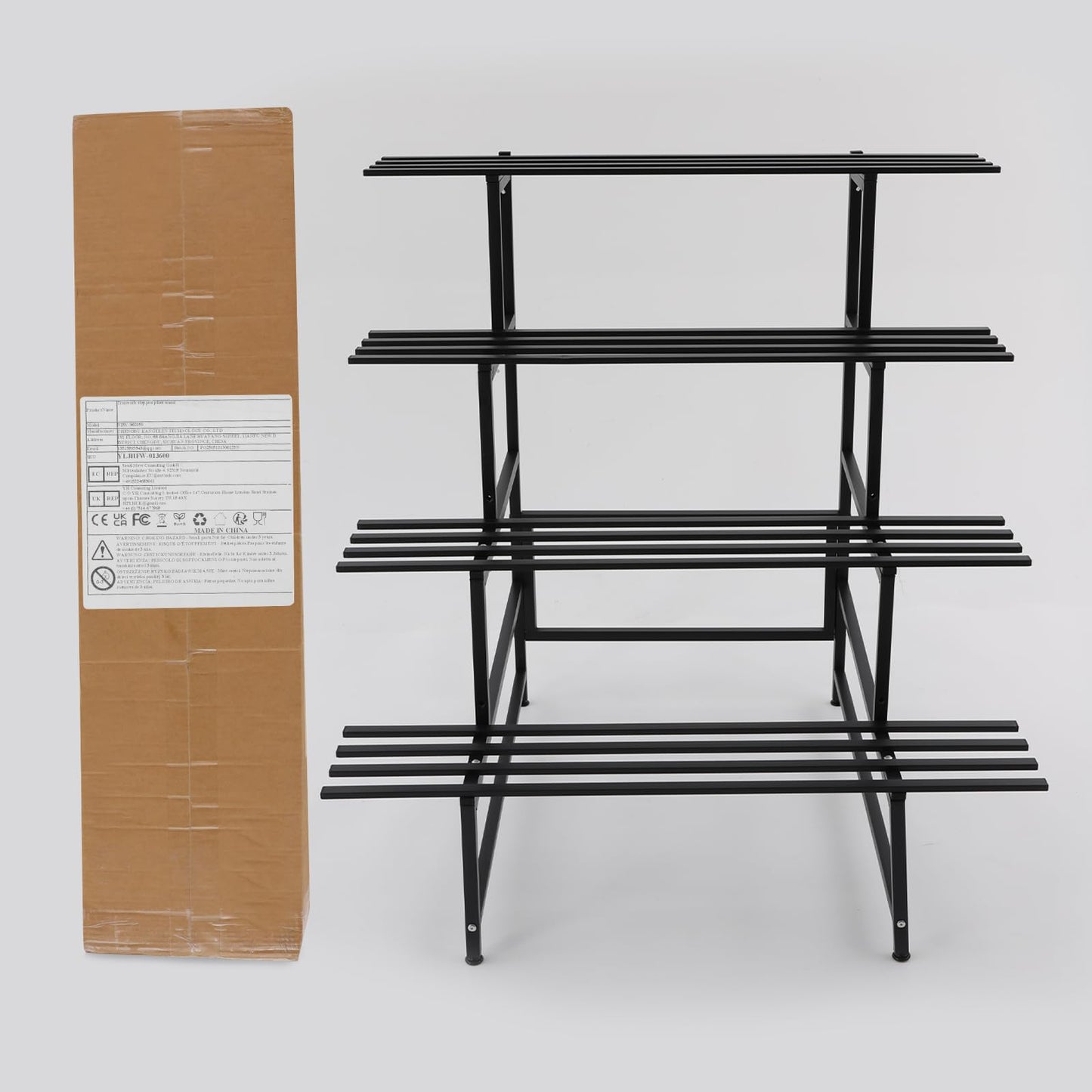 NeNchengLi 4 Tiers Iron Plant Stand Indoor Outdoor Black Planter Display Shelf Ladder Plant Shelf Indoor, Plant Stand 176Lbs Load-Bearing Capacity-For Garden, Patio, Balcony