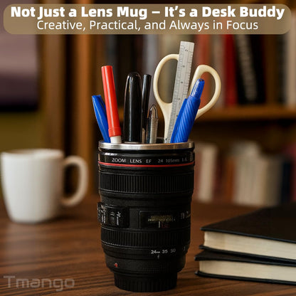 Tmango Camera Lens Coffee Mug with Clear Lid – Unique Realistic Lens Cup Replica, Gift for Photography Lovers
